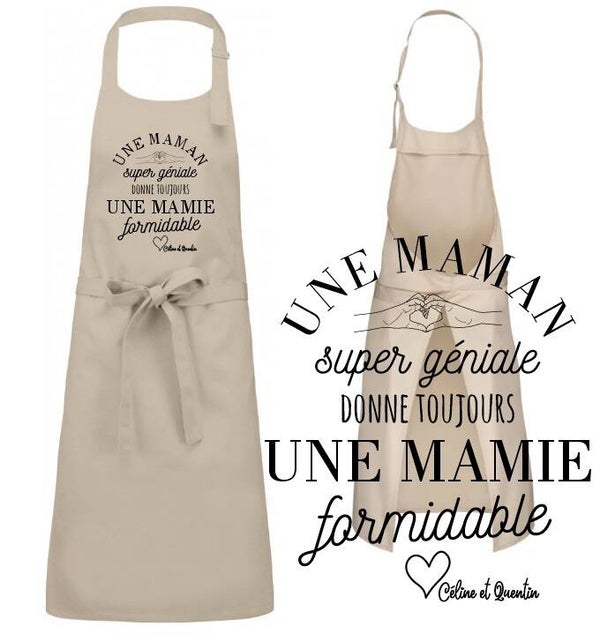 Tablier de cuisine personnalisé "Maman et Mamie"