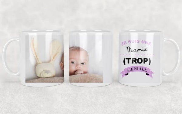 Mug Personnalisé avec Photo et Texte - Cadeau Idéal pour la Fête des Mamies