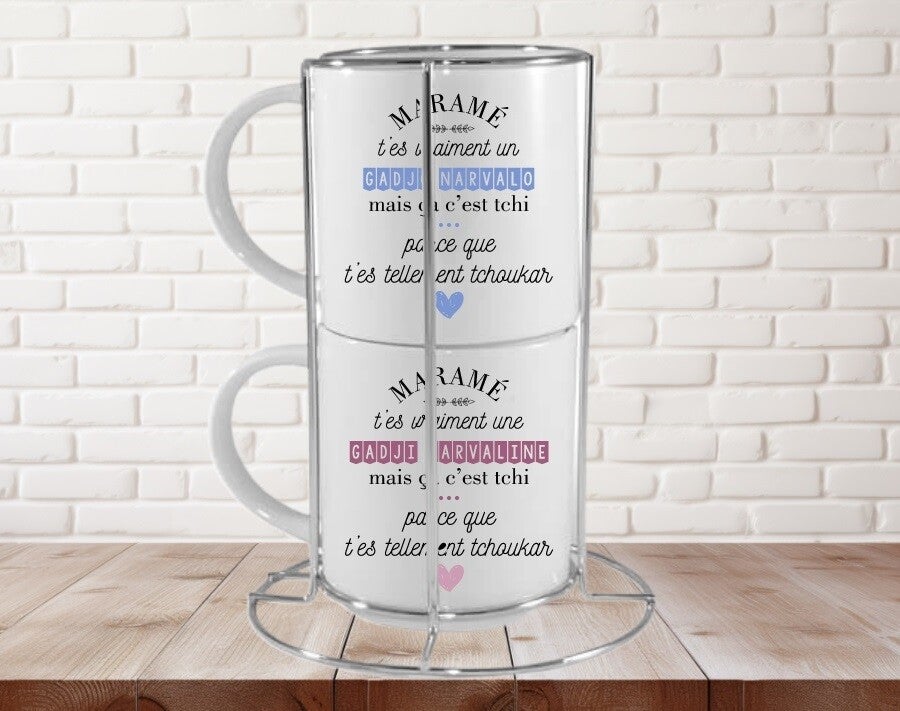 set de 2 mugs empilables "maramé"