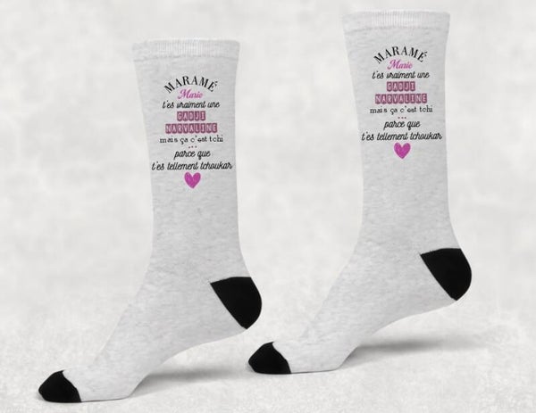Chaussettes pailletées personnalisées femme "maramé"