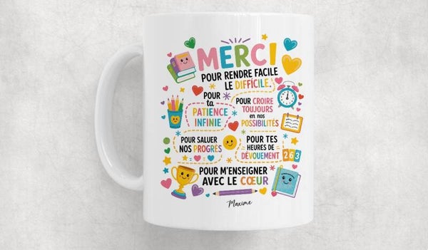 Mug spécial cadeau de fin d'année scolaire, personnalisé