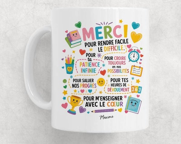 Mug spécial cadeau de fin d'année scolaire, personnalisé