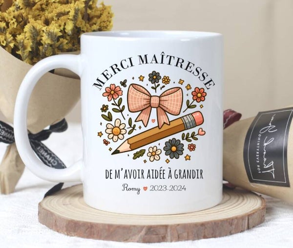 Mug "Merci maîtresse (ou autre)" personnalisé