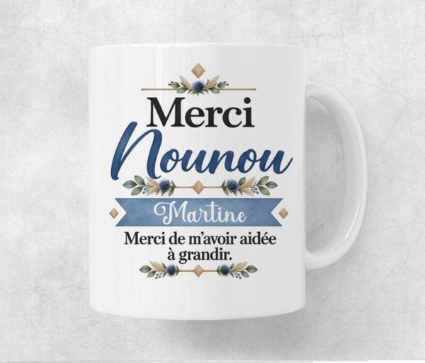 Mug photo personnalisé « Merci Nounou »