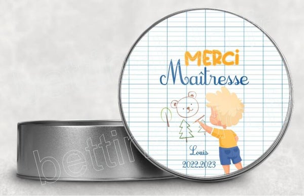 Boîte en métal "Merci maîtresse" personnalisé