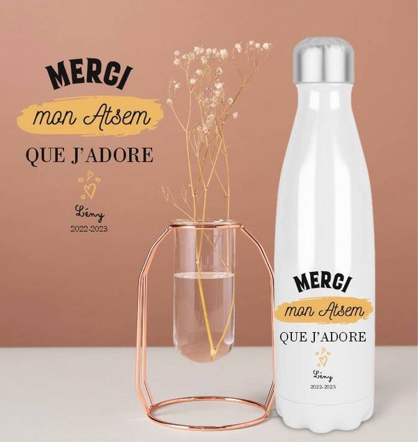 Bouteille isotherme personnalisé "Merci mon Atsem"