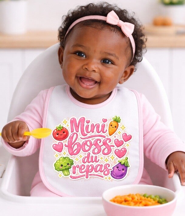 Bavoir humour "Mini Boss du repas"