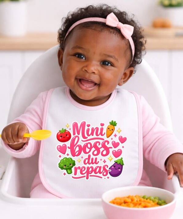 Bavoir humour "Mini Boss du repas"