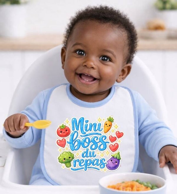 Bavoir humour "Mini Boss du repas"