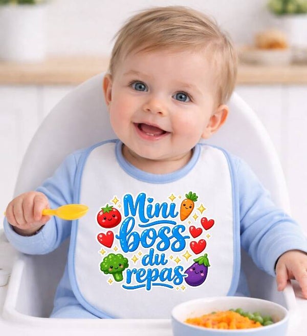 Bavoir humour "Mini Boss du repas"
