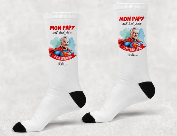 Chaussettes personnalisées homme "Mon papy sait tout faire"