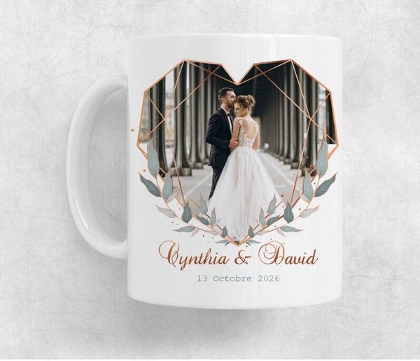 Mug mariage personnalisé avec photo – Cadeau invités et souvenir des mariés