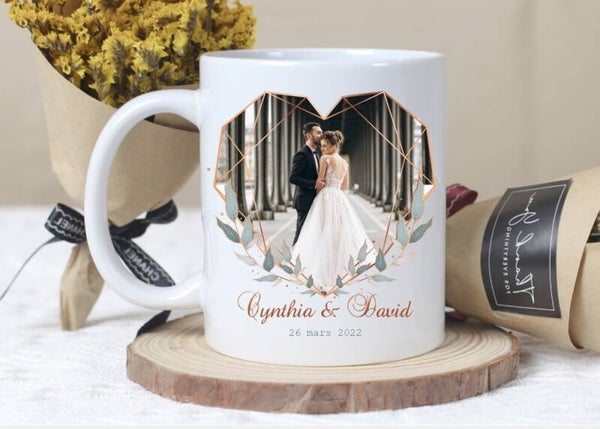 Mug personnalisé avec photo, spécial mariage