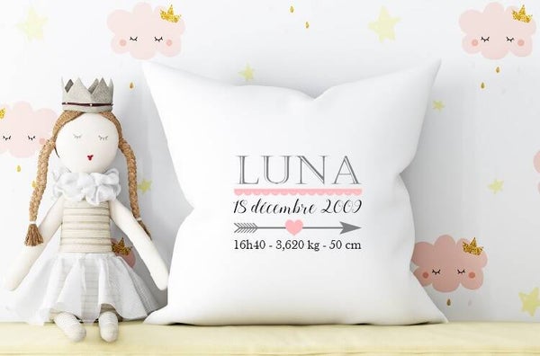 Coussin personnalisé "spécial naissance"