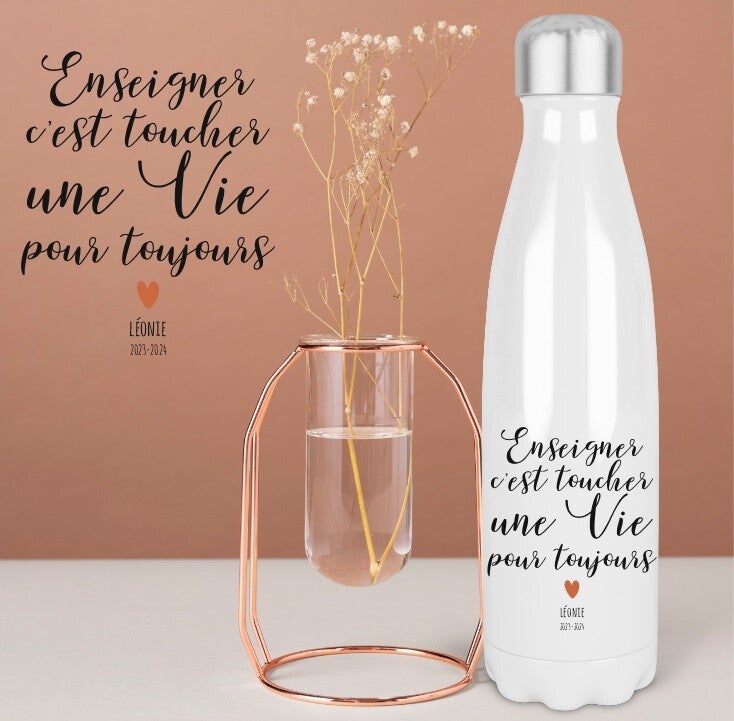 Bouteille isotherme personnalisé spécial cadeau de maîtresse