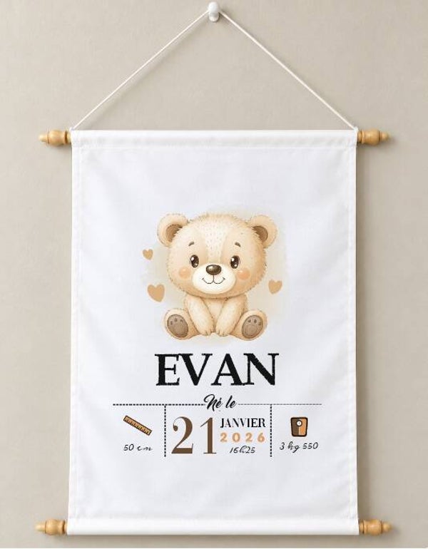 Fanion décoratif personnalisé  "ourson"