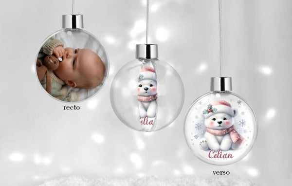 Boule de noël personnalisée "petit ourson"