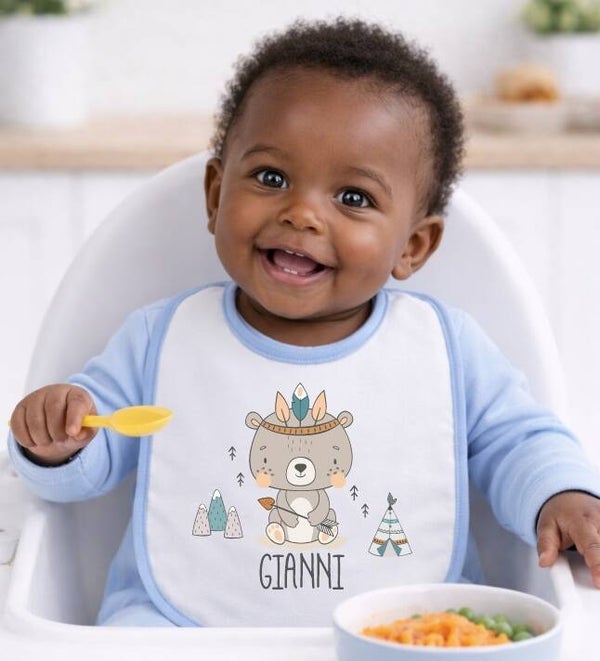 Bavoir personnalisé "Ourson tribal"