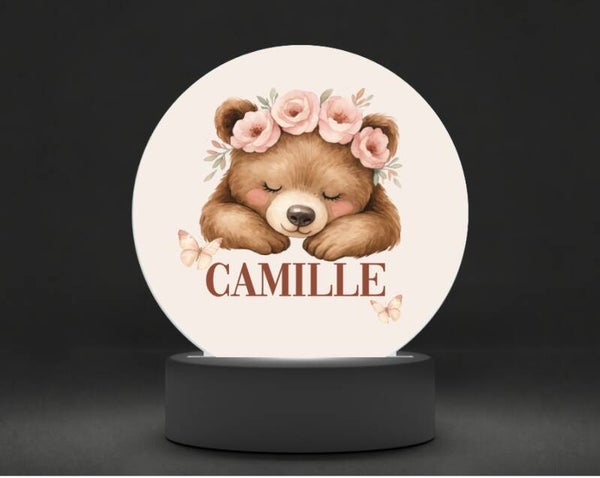 Lampe veilleuse personnalisée OURSONNE (modèle au choix)