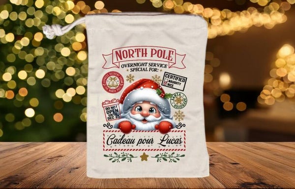 PETIT SAC A CADEAU "père noël" personnalisé