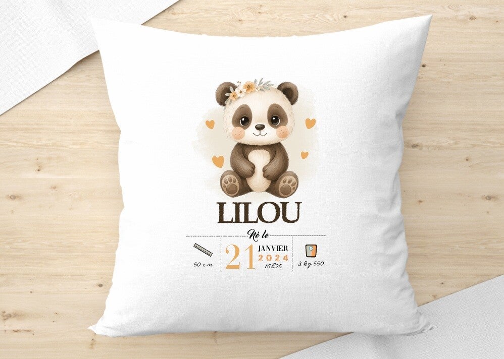 Coussin personnalisé "spécial naissance" - PANDA