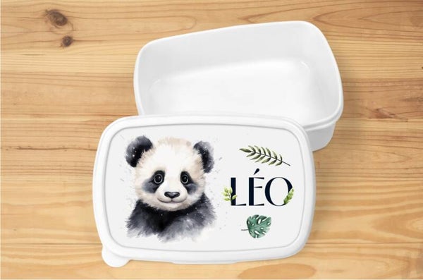 Boîte à goûter personnalisée "panda", blanche