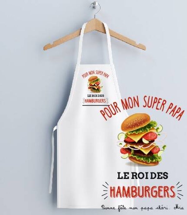 TABLIER DE CUISINE "Papa Roi des burgers"