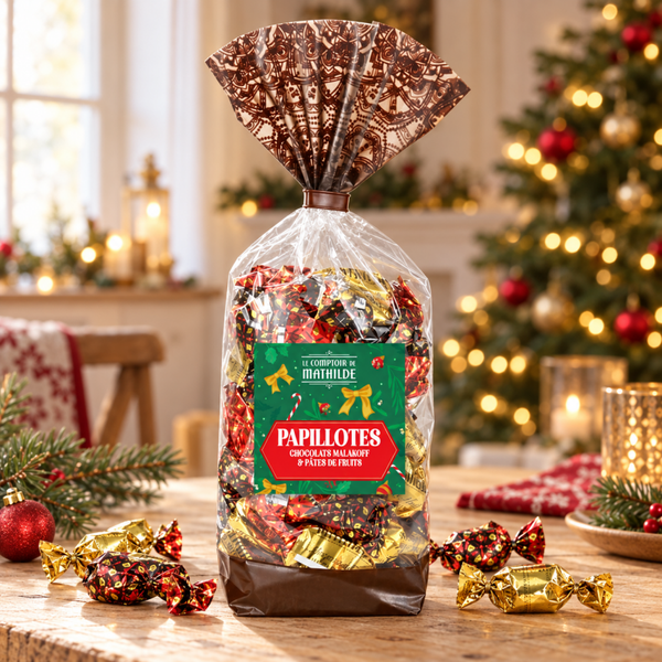 Papillotes de Noël chocolats Malakoff et pâtes de fruits 260 g – Le Comptoir de Mathilde
