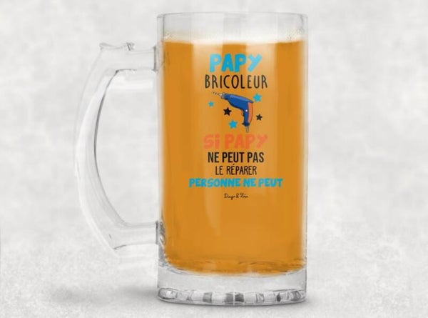 Chope de bière personnalisée "Papy bricoleur"