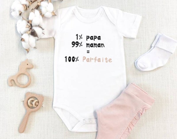 Body Bébé humour "100% parfaite"