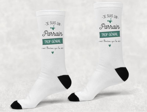 Chaussettes personnalisées homme "Parrain trop génial"