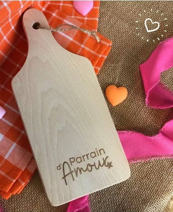 Petite planche à découper "Parrain d'Amour" (naissance, enfant, baptême, communion)