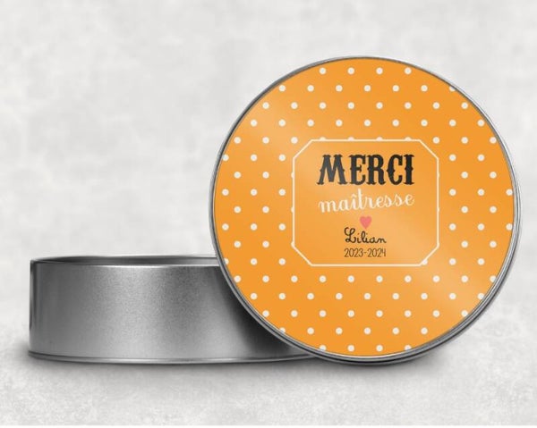 Boîte en métal "merci maîtresse" (ou autre)