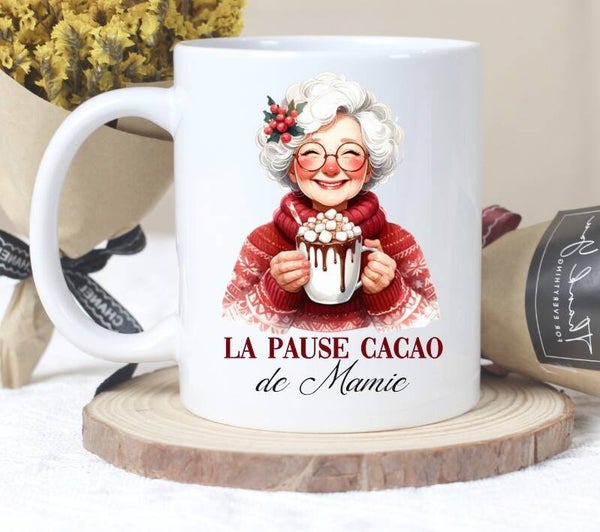 Mug personnalisé "la pause cacao de Mamie (ou autre)"