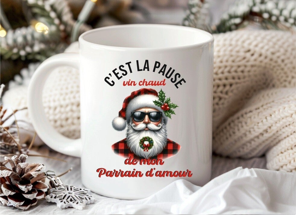 Mug de noël "pause vin chaud" personnalisé