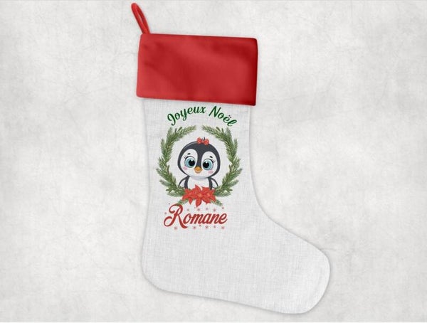 Chaussette décorative personnalisée "pingouin"