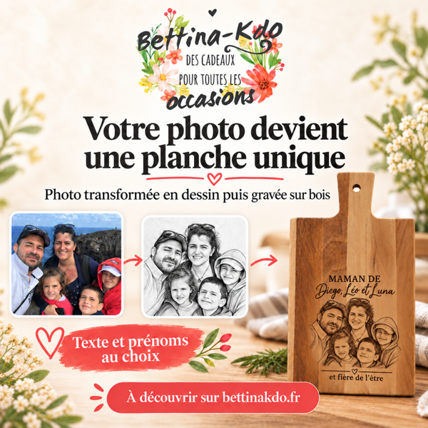 Planche en bois personnalisée avec votre photo gravée
