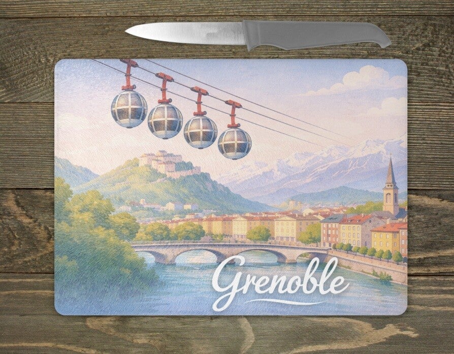 PLANCHE A DECOUPER (ou plateau de présentation) en verre "Grenoble"