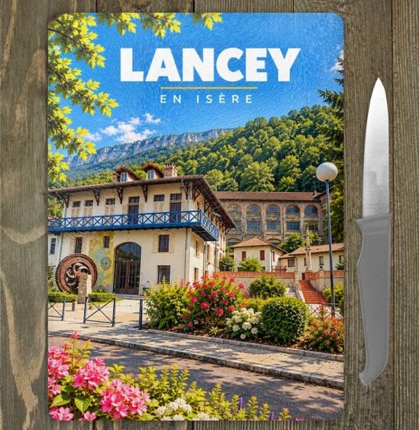 Planche à découper en verre Lancey – 20 × 28 cm – Souvenir de l'Isère