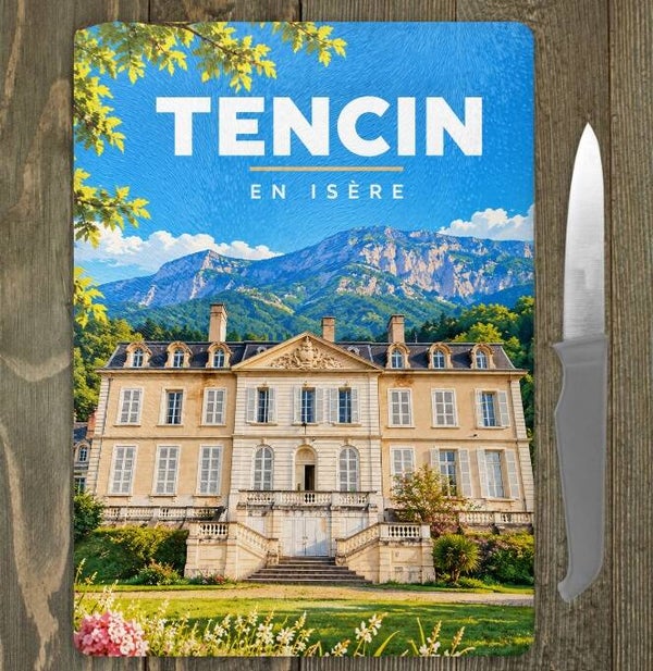 Planche à découper en verre Tencin – 20 × 28 cm – Souvenir de l'Isère