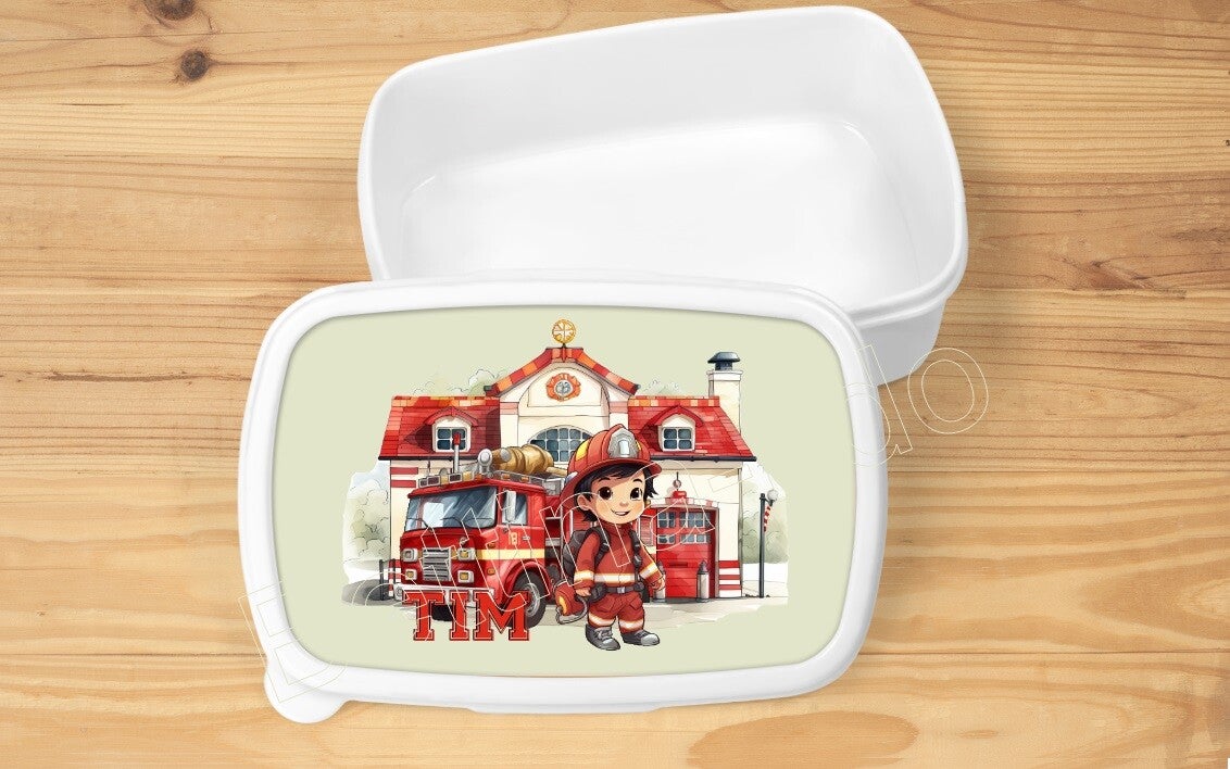 Boîte à goûter personnalisée "pompier"