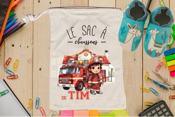 SAC A CHAUSSONS "pompier" personnalisé