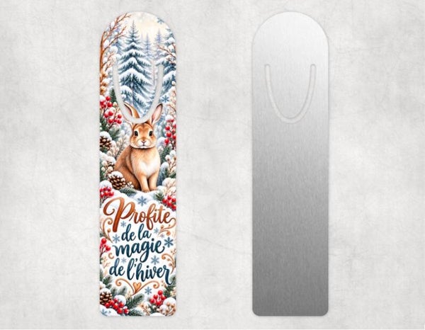 Marque-page en métal – Lapin et magie de l’hiver