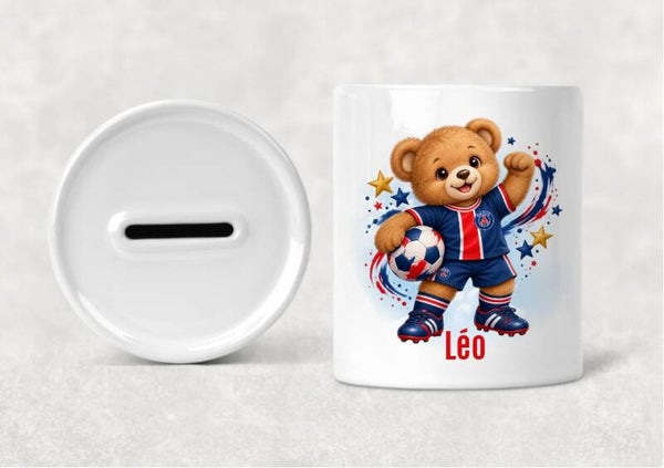 Tirelire personnalisée "ourson football"