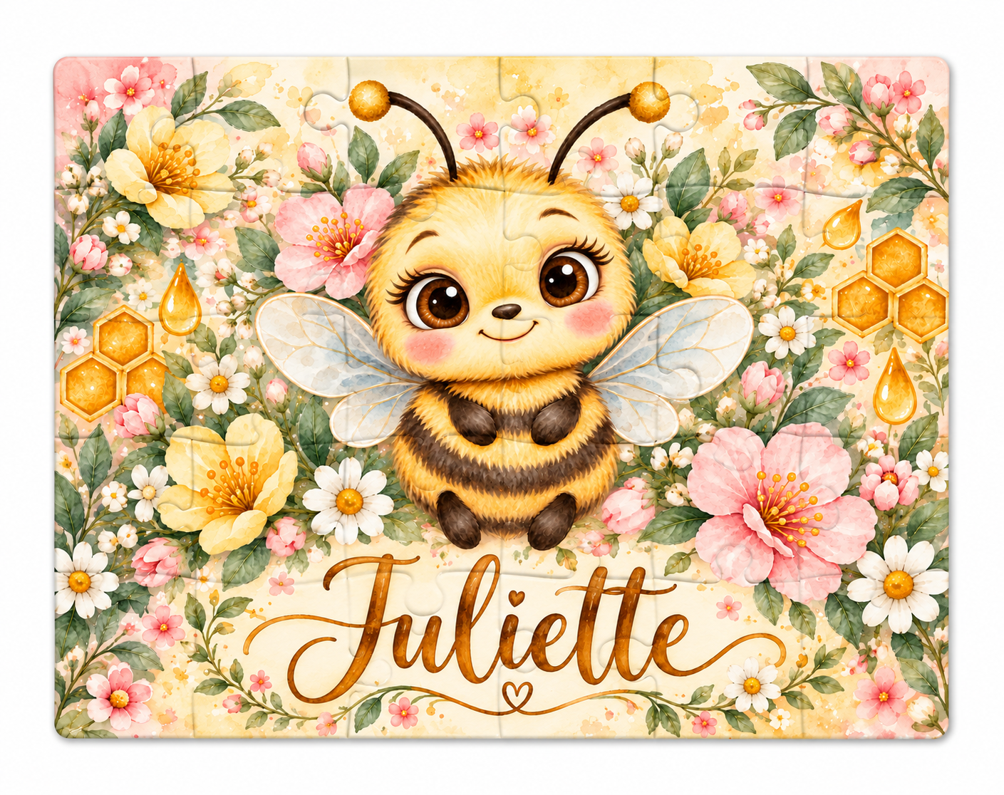 Puzzle personnalisé 30 pièces avec boîte métallique – Petite abeille