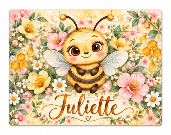 Puzzle personnalisé 30 pièces avec boîte métallique – Petite abeille