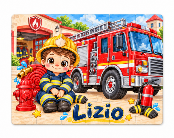Puzzle personnalisé 30 pièces avec boîte métallique – Pompier