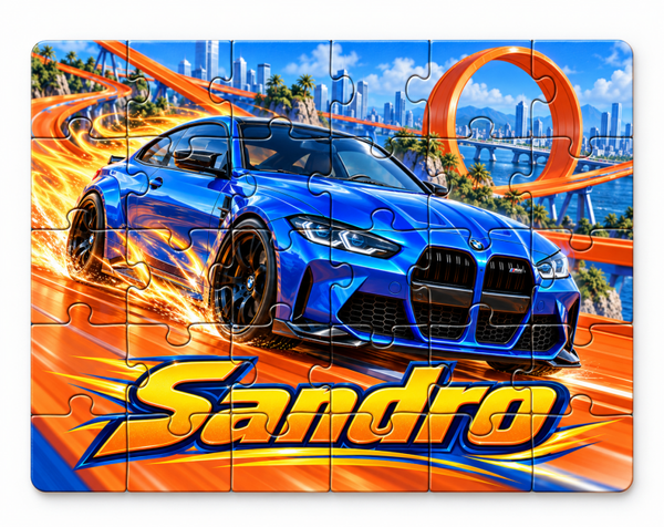 Puzzle personnalisé 30 pièces avec boîte métallique – Voiture