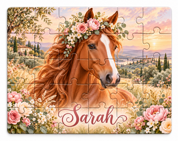 Puzzle personnalisé 30 pièces avec boîte métallique – cheval