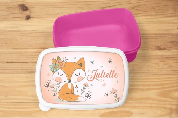 Boîte à goûter personnalisée "renarde", couleur au choix
